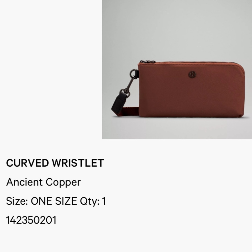 NWOT Lululemon Curved Wristlet Ancient Copper